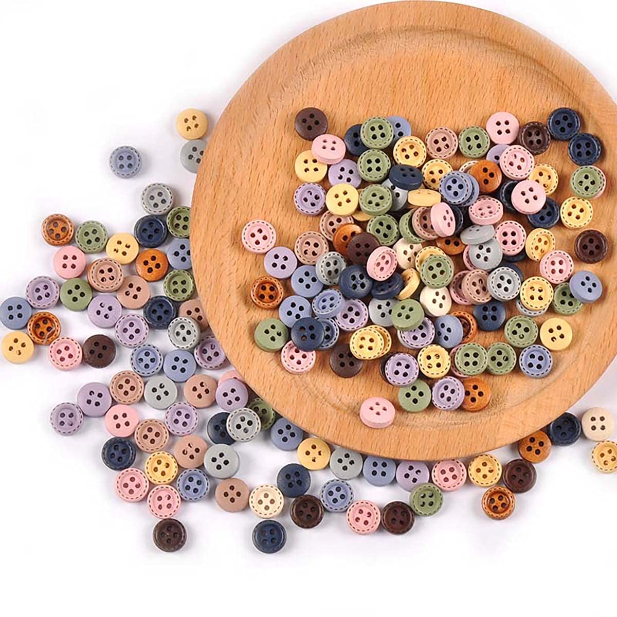 LKXHarleya 100pcs 10mm Colorful Wooden Buttons for Handmade DIY Crafts Clothing Sewing, Brown