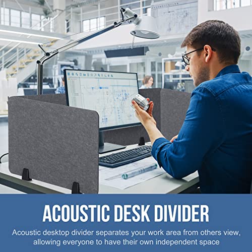 Yaomiao 3 Pcs Acoustic Desk Divider Soundproof Desk Privacy Panel Freestanding Desk Partitions Sound Absorbing for Students Office Reduce Noise Visual Distractions (47.3 x 16", 24 x 16", Dark Gray)