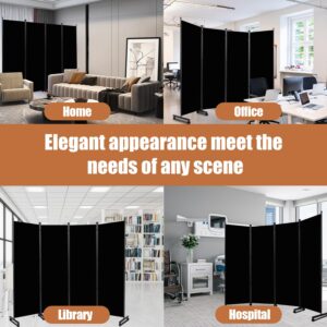 Room Divider Portable 88'' Partition Room Dividers and Folding Privacy Screens 4 Panel Wall Divider for Room Separation, Freestanding Fabric Room Divider Panel with Wheels for Home Office Hospital