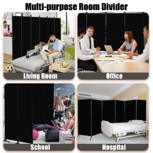 Room Divider-6 Panels Black Folding Privacy Screens, 6 ft Partition Room Dividers Wall for Separation, Home, Office, Classroom, Studio