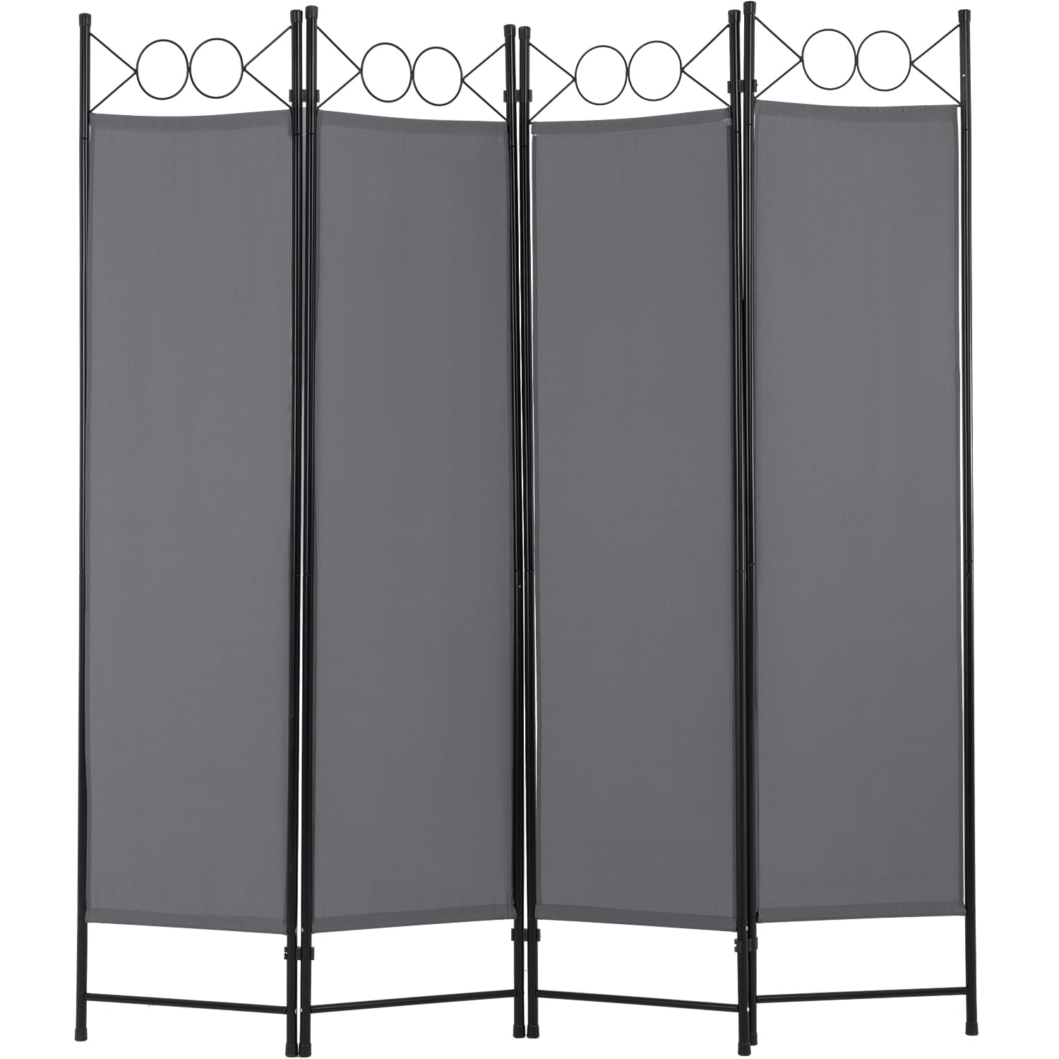 4 Panel Room Divider 6FT Steel Frame Screen Folding Privacy Divider Freestanding Partition for Home Office Bedroom,Grey