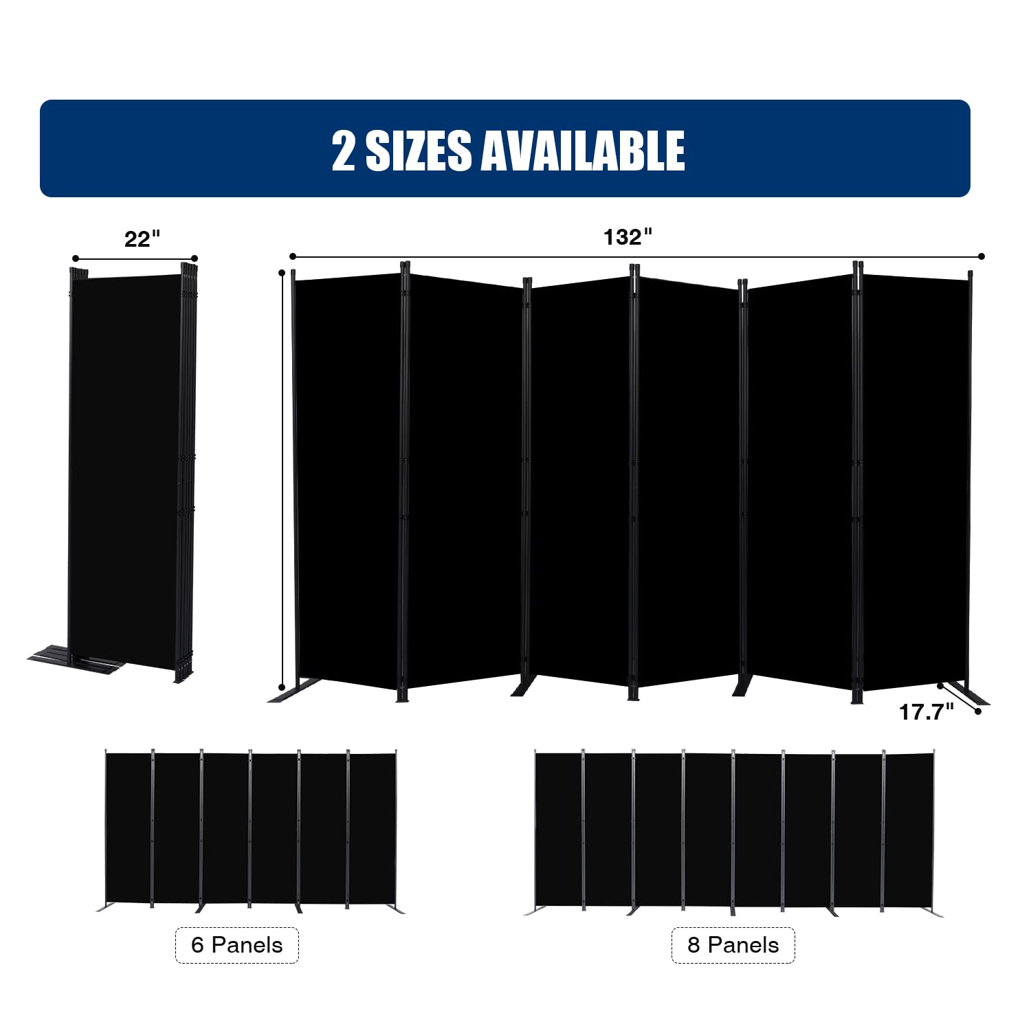 Room Divider and Folding Privacy Screens， 6 Panel Wide Room Divider Wall Screen for Room Separtition, Partition Room Dividers Fabric Panel Wall Dividers Freestanding for Office, Bedroom, Studio Dorm