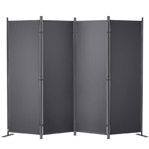 vevor room divider, 5.6 ft room dividers and folding privacy screens (4-panel), fabric partition room dividers for office, bedroom, dining room, study, freestanding, dark grey