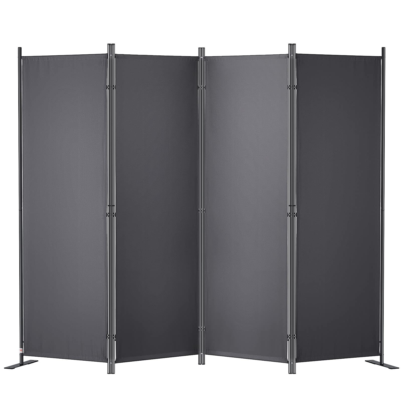 VEVOR Room Divider, 5.6 ft Room Dividers and Folding Privacy Screens (4-Panel), Fabric Partition Room Dividers for Office, Bedroom, Dining Room, Study, Freestanding, Dark Grey