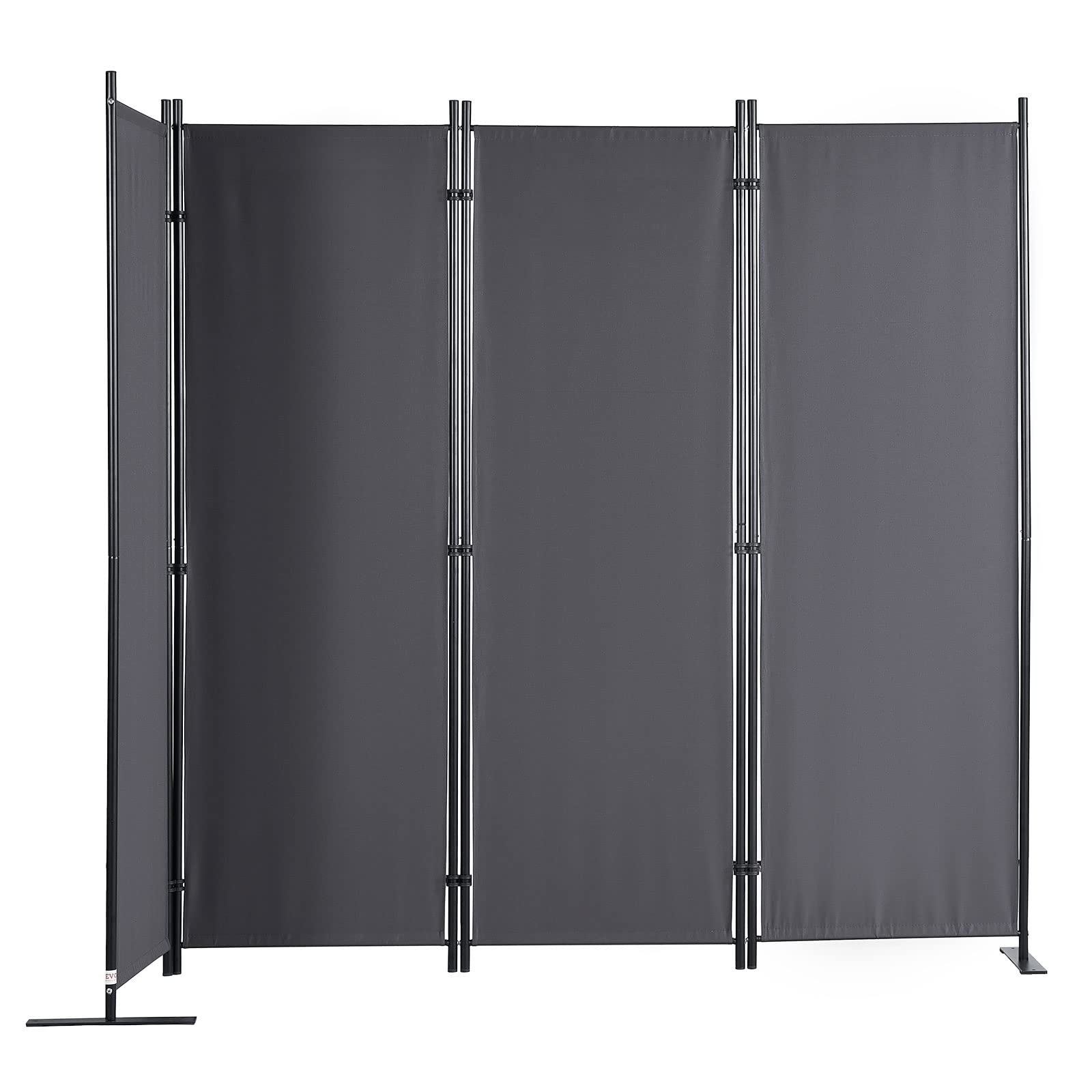 VEVOR Room Divider, 5.6 ft Room Dividers and Folding Privacy Screens (4-Panel), Fabric Partition Room Dividers for Office, Bedroom, Dining Room, Study, Freestanding, Dark Grey