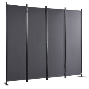 VEVOR Room Divider, 5.6 ft Room Dividers and Folding Privacy Screens (4-Panel), Fabric Partition Room Dividers for Office, Bedroom, Dining Room, Study, Freestanding, Dark Grey