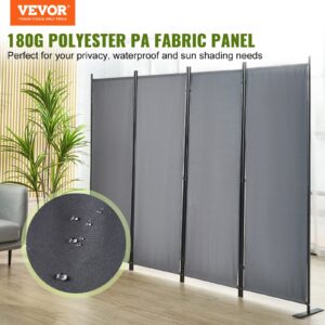 VEVOR Room Divider, 5.6 ft Room Dividers and Folding Privacy Screens (4-Panel), Fabric Partition Room Dividers for Office, Bedroom, Dining Room, Study, Freestanding, Dark Grey