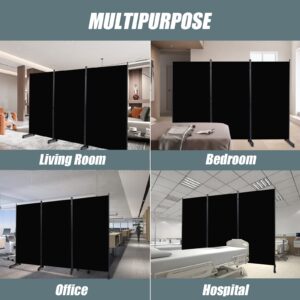 Room Divider Folding Privacy Screens with Wheels, 6FT Tall Divider for Room Separation, 3 Panel Movable Room Partitons and Dividers, Indoor Room Dividers Panel with Non-See Through Fabric for Office