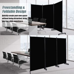 Room Divider Folding Privacy Screens with Wheels, 6FT Tall Divider for Room Separation, 3 Panel Movable Room Partitons and Dividers, Indoor Room Dividers Panel with Non-See Through Fabric for Office