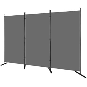 room divider 3-panel folding portable office walls divider, folding privacy screens reduce ambient noise in workspace, classroom and healthcare facilities - 102 w x 16" d x 70" h (grey)