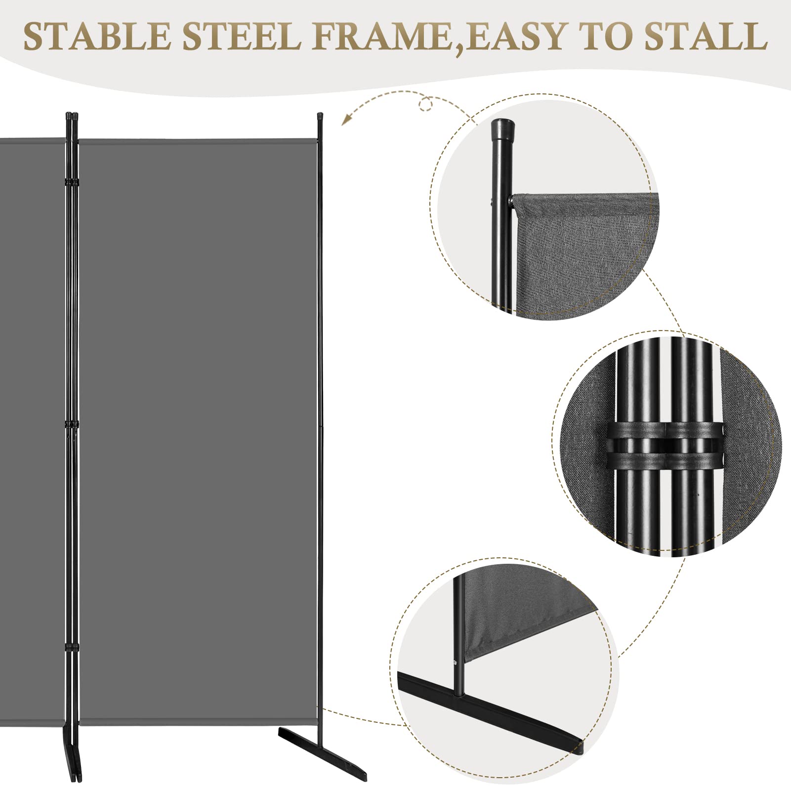 Room Divider 3-Panel Folding Portable Office Walls Divider, Folding Privacy Screens Reduce Ambient Noise in Workspace, Classroom and Healthcare Facilities - 102 W X 16" D x 70" H (Grey)