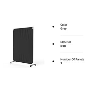 Steel-AID 50-inch Rolling Privacy Room Divider - Freestanding Office Wall Partition with Non See-Through Blackout Screen - Sturdy & Durable Iron Frame - Rolling Wheels - Black, White, Gray & Blue