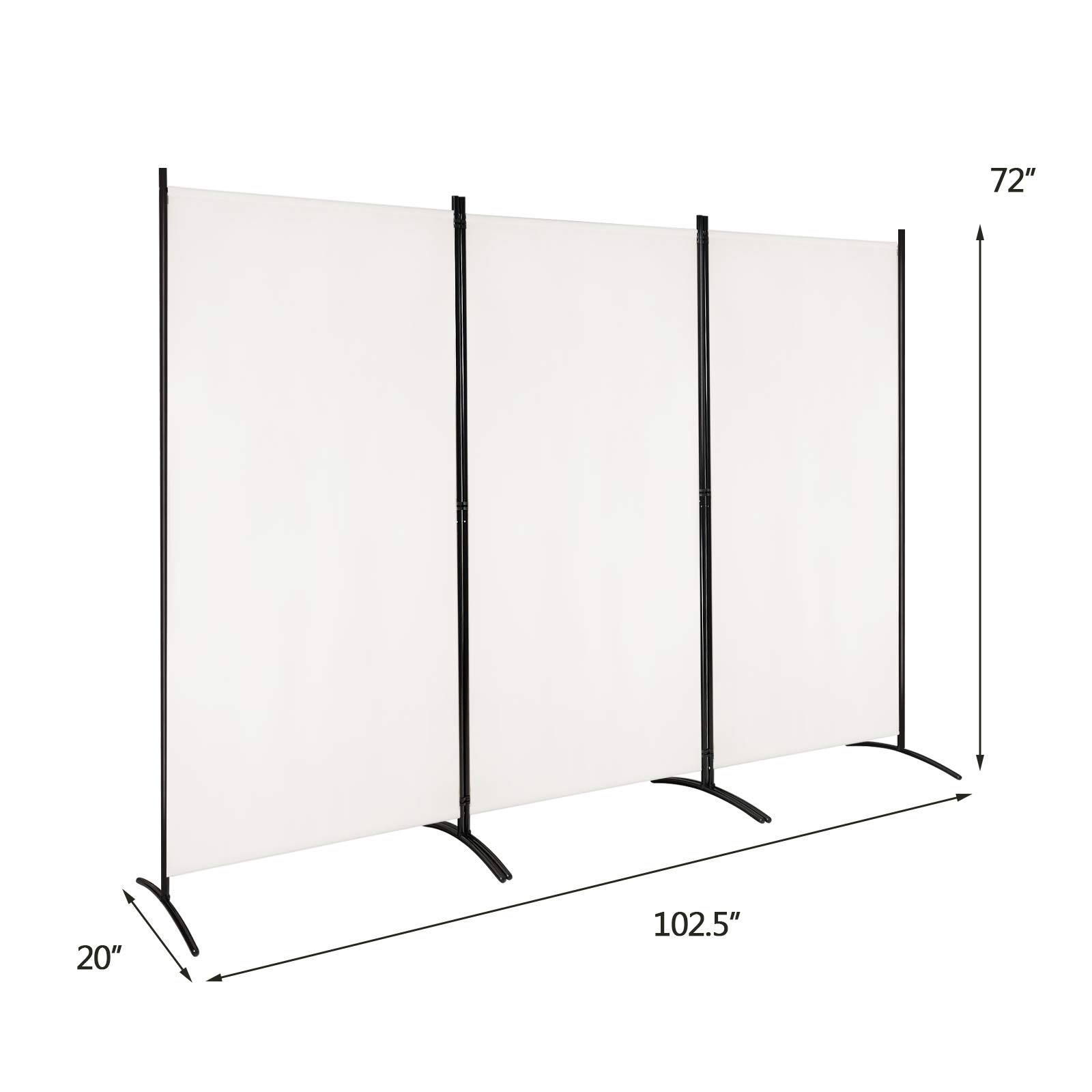 Giantex 6 Ft Tall 3 Panel Room Divider White, Lightweight Portable Folding Privacy Screen, Freestanding Partition Wall Divider and Separator for Bedroom Home Office Apartment Studio