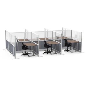 Stand Up Desk Store Expanse Modular Wall | 70'' x 70'' Wall | Expandable Partition Room Divider with Rearrangeable Frosted Acrylic & Sound Absorbent Panels (Silver Frame)