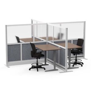 Stand Up Desk Store Expanse Modular Wall | 70'' x 70'' Wall | Expandable Partition Room Divider with Rearrangeable Frosted Acrylic & Sound Absorbent Panels (Silver Frame)