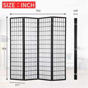 BLKMTY Room Divider 6ft Folding Privacy Divider 4 Panel Portable Room Seperating Modern Office Dividers Japanese Screen Wood Wall Divider Tall Freestanding Partition Screen for Bedroom, White