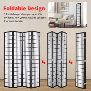 BLKMTY Room Divider 6ft Folding Privacy Divider 4 Panel Portable Room Seperating Modern Office Dividers Japanese Screen Wood Wall Divider Tall Freestanding Partition Screen for Bedroom, White