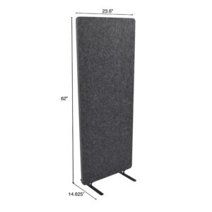 Stand Up Desk Store ReFocus Raw Freestanding Acoustic Desk Divider Privacy Panel to Reduce Noise and Visual Distractions (Anthracite Gray, 23.6" x 62")