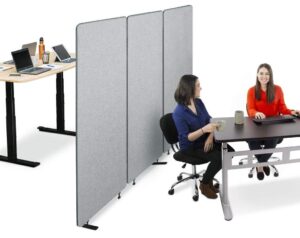 stand steady zippanels office partition | room dividers | three zip together panels provide privacy and reduce ambient noise in workspace, classroom and healthcare facilities (light gray / 3 panels)