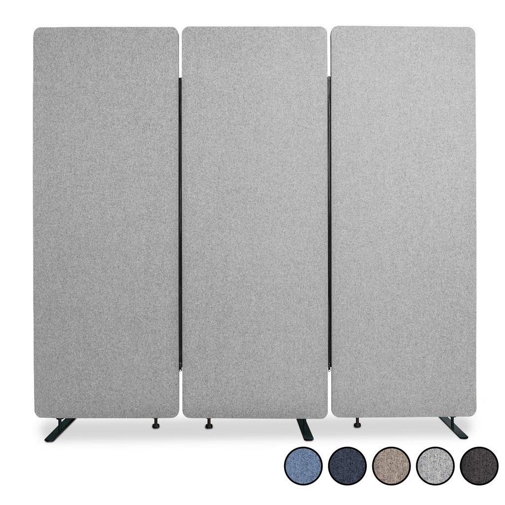 Stand Steady ZipPanels Office Partition | Room Dividers | Three Zip Together Panels Provide Privacy and Reduce Ambient Noise in Workspace, Classroom and Healthcare Facilities (Light Gray / 3 Panels)