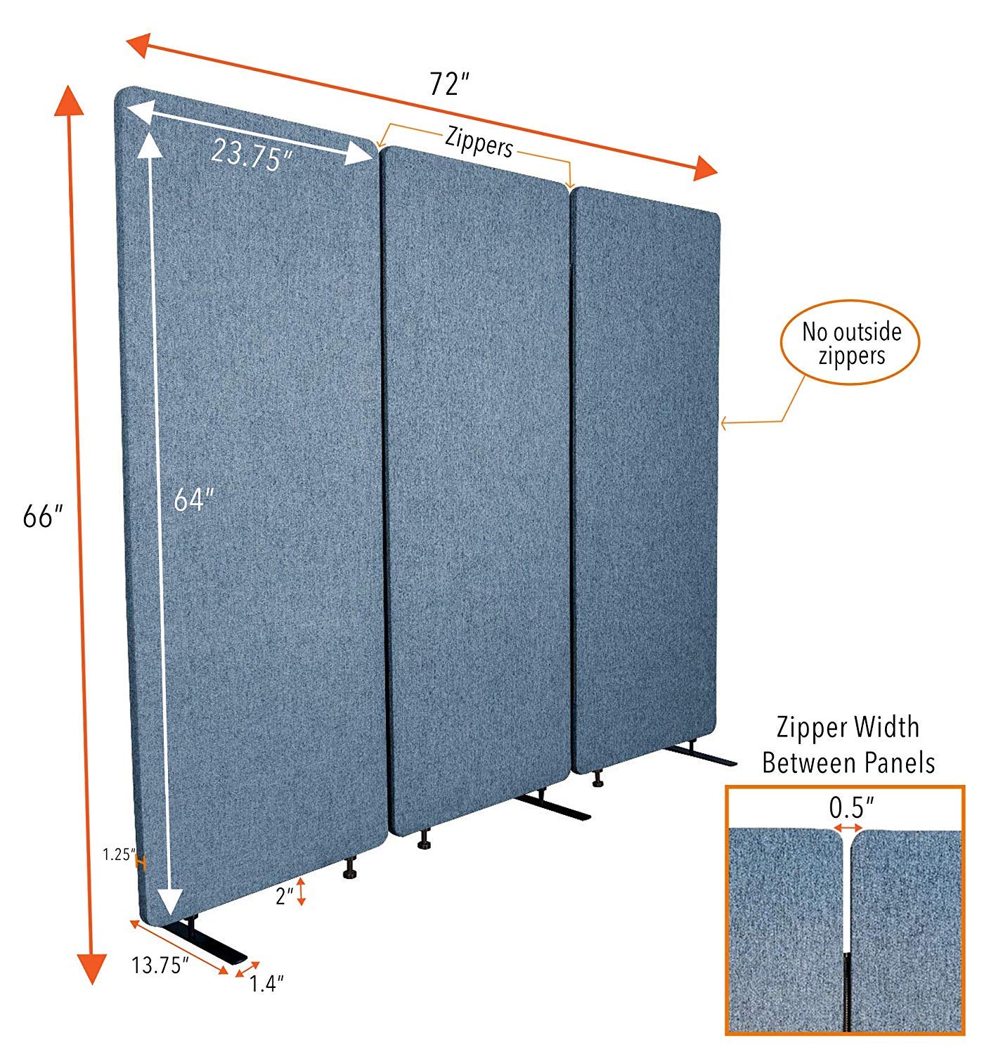 Stand Steady ZipPanels Office Partition | Room Dividers | Three Zip Together Panels Provide Privacy and Reduce Ambient Noise in Workspace, Classroom and Healthcare Facilities (Light Gray / 3 Panels)