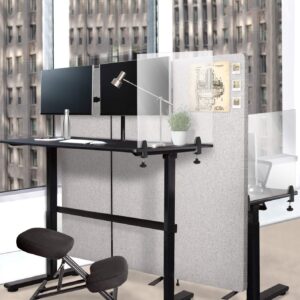 Stand Steady ZipPanels Office Partition | Room Dividers | Three Zip Together Panels Provide Privacy and Reduce Ambient Noise in Workspace, Classroom and Healthcare Facilities (Light Gray / 3 Panels)