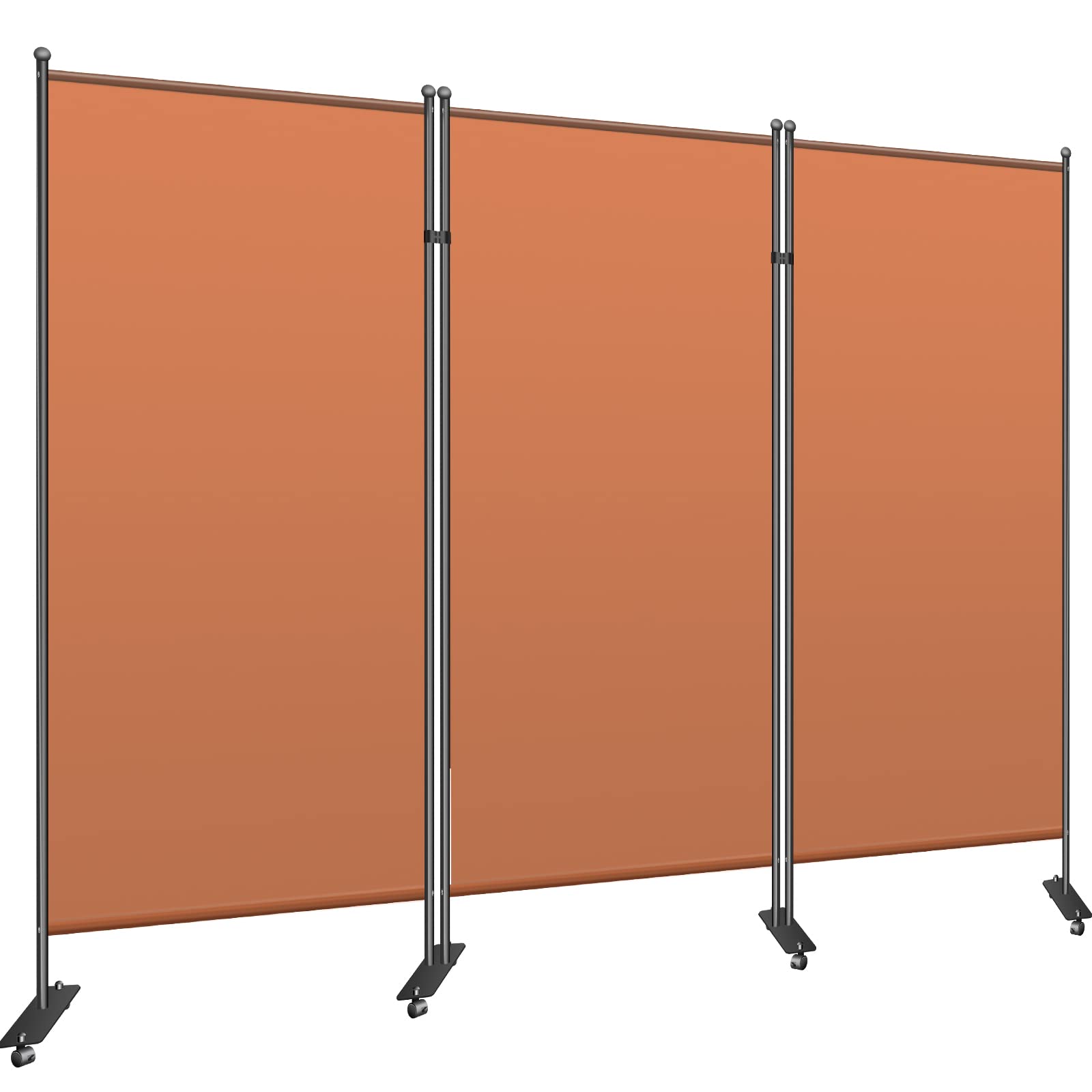 VEVOR Office Partition 89" W x 14" D x 73" H Room Divider 3-Panel Office Divider Folding Portable Office Walls w/Non-See-Through Fabric Room Partition Reddish Brown for Room Office Restaurant