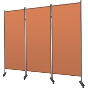 VEVOR Office Partition 89" W x 14" D x 73" H Room Divider 3-Panel Office Divider Folding Portable Office Walls w/Non-See-Through Fabric Room Partition Reddish Brown for Room Office Restaurant