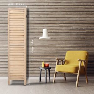 ECOMEX 6 Panel Wood Room Divider, Folding Room Divider Privacy Screen 5.6Ft Tall, Freestanding Louvered Divider Screen for Home Office Restaurant Bedroom(Cream)