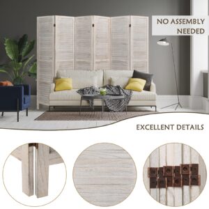 ECOMEX 6 Panel Room Divider 5.6Ft Wood Room Dividers and Folding Privacy Screens Partition Wall Dividers Room Separator for Bedroom Office Restaurant, White