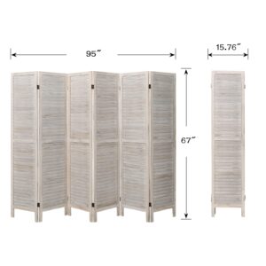 ECOMEX 6 Panel Room Divider 5.6Ft Wood Room Dividers and Folding Privacy Screens Partition Wall Dividers Room Separator for Bedroom Office Restaurant, White