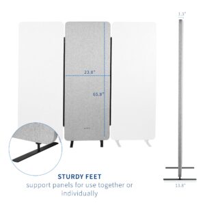 VIVO Freestanding 24 x 66 inch Privacy Panel, Cubicle Divider, Acoustic Wall Partition, Single 24 inch Panel with 2-Sided Zipper Attachment System, Gray, PP-1-T024G