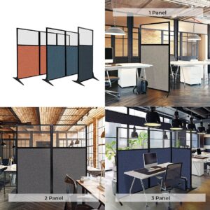 Versare Workstation Partition | Portable Wall Divider | Modern Office Cubicle | Free Standing Privacy Screen | Flexible Work Space | 66" x 70" W/Window, Cloud Gray Fabric Panels