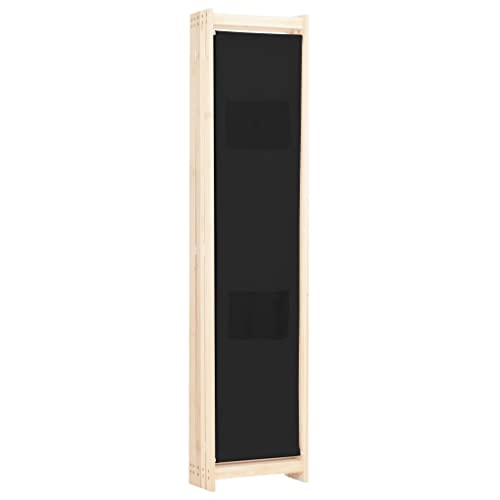 5-Panel Room Divider Black 78.7"x66.9"x1.6" Fabric,Freestanding Folding Screens Privacy Screen Wall Divider Portable Suitable forHome Office Restaurant Bedroom