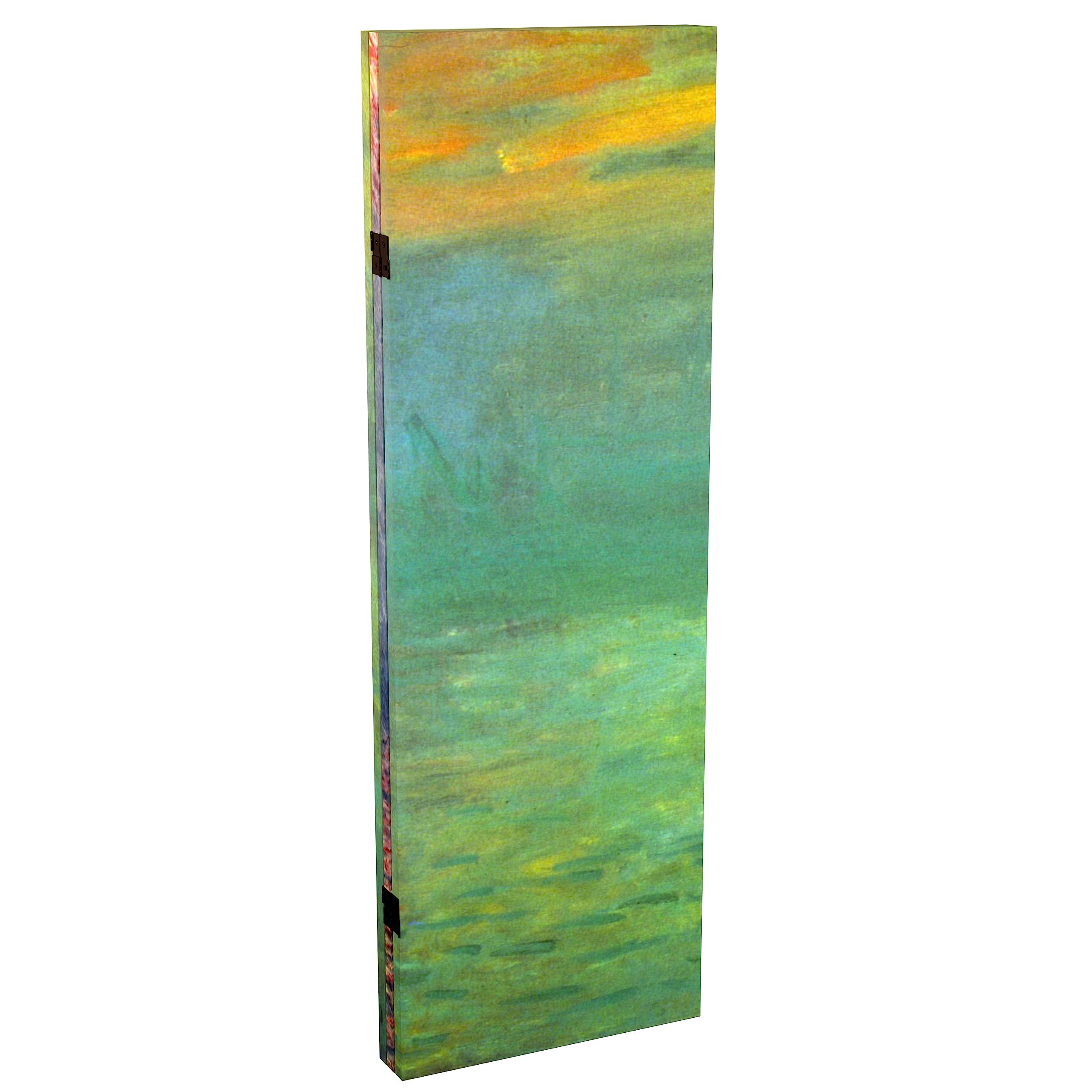 Red Lantern Double Sided Works of Monet Canvas Impression Sunrise/Houses of Parliament Folding Screen, 4 ft Short - 3 Panel, Multicolor