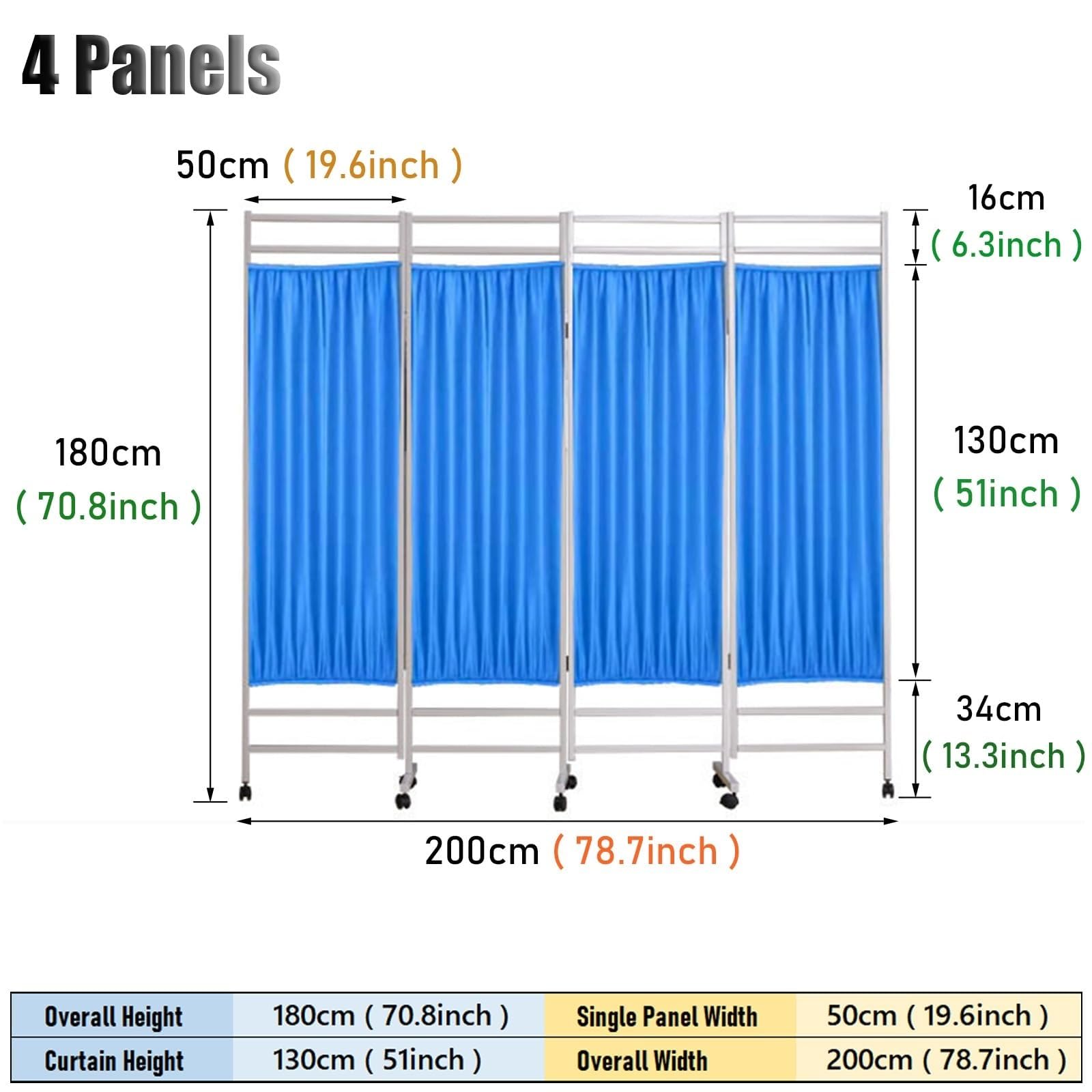 4 Panel Medical Privacy Partition with Wheels, Folding and Rolling Room Divider for Doctor Office Beauty Salon Clinic Hospital Ward (Color : Pink)