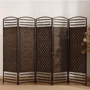 5 Panel Bamboo Room Divider, Folding Privacy Screen, Freestanding Room Separators Divider Wall, for Home Office Bedroom Apartment Studio (Color : B, Size : 150cm/59in)