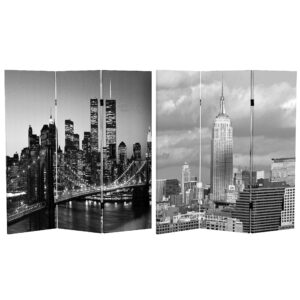 red lantern 4 ft. short double sided new york scenes canvas folding screen 3 panel freestanding partition and separator for modern and contemporary bedroom, home office, studio, dorm, apartment