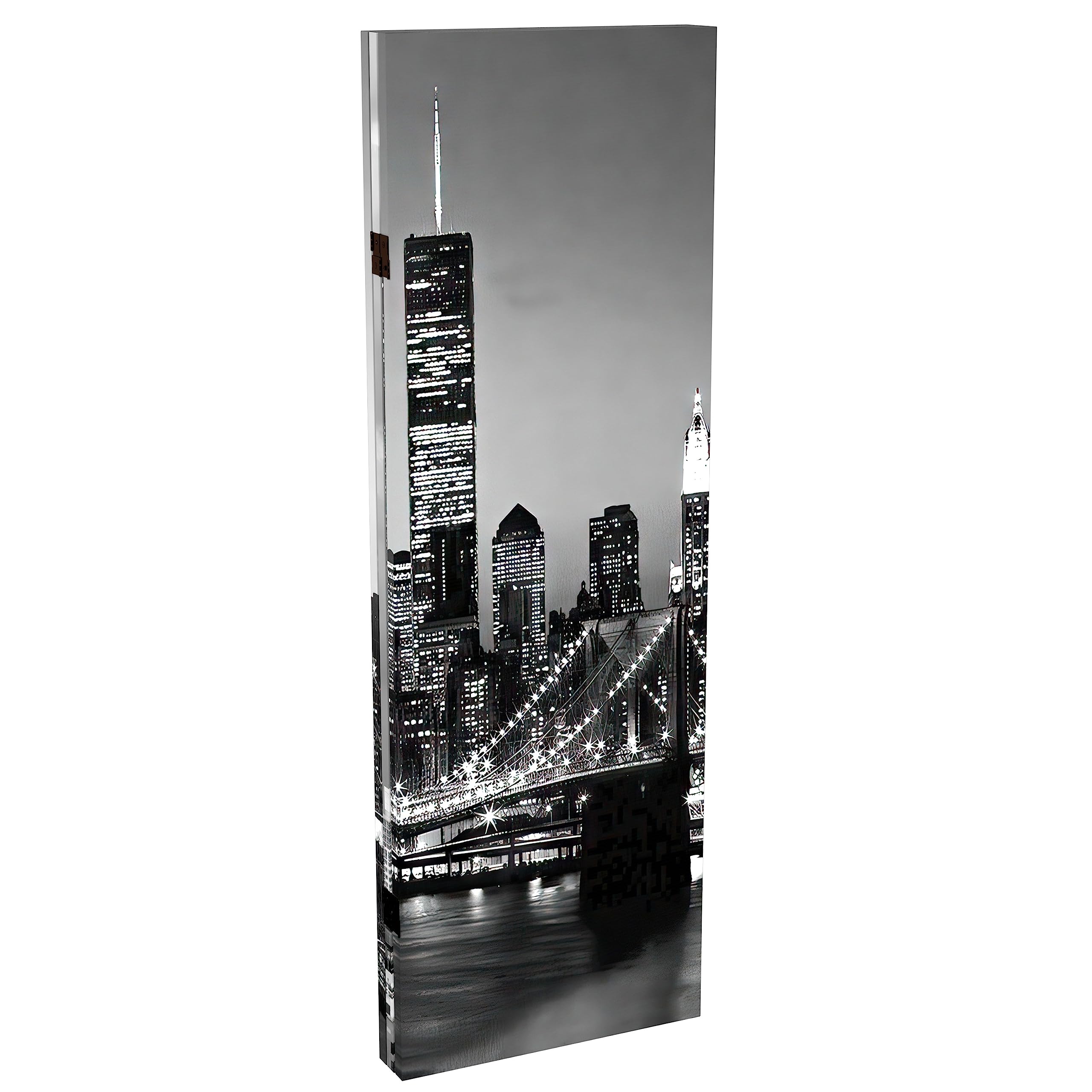 Red Lantern 4 ft. Short Double Sided New York Scenes Canvas Folding Screen 3 Panel Freestanding Partition and Separator for Modern and Contemporary Bedroom, Home Office, Studio, Dorm, Apartment