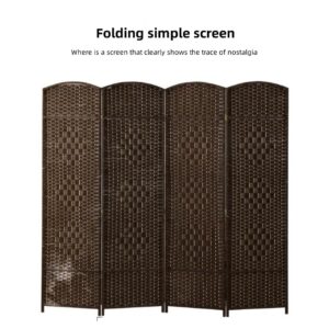 Modern Room Divider Panels，4 Panel Folding Wooden Privacy Screen, Freestanding Partition Screens for Bedroom Living Room Office (Top and Bottom Hollowed Out Milky White,66.9 * 15.7 in)