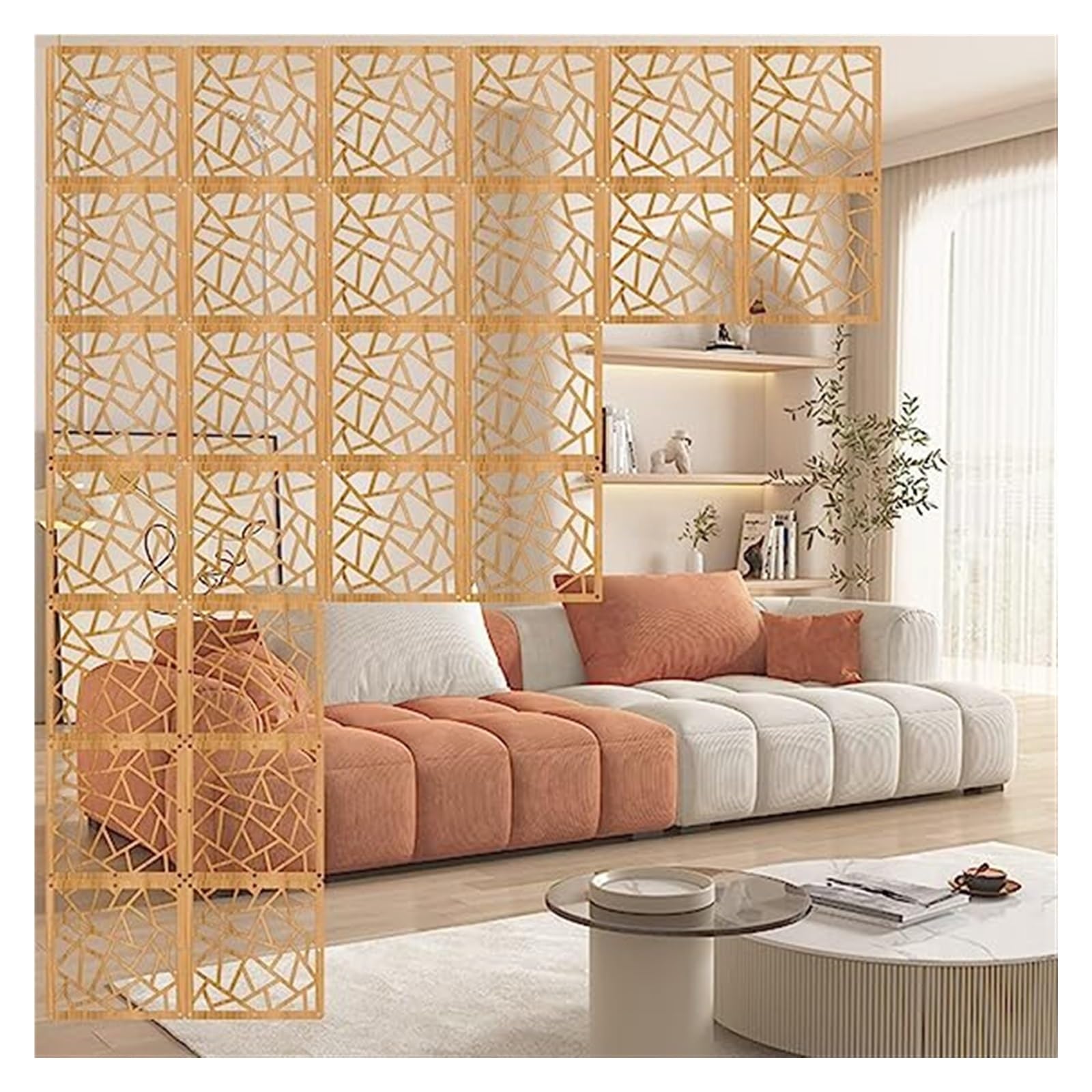 DIY Room Divider, Hanging Decorative Panel Screens, 16 PCS Partition Wall Separator for Bedroom Sitting Room Office Shop, 11.4" X 11.4"