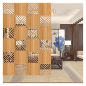 PFCDZDU Hanging Room Divider Hollow Out Design Wood-Plastic Separation Wall Indoor Decoration, DIY Privacy Partition Screen Panel for Bedroom Office Home (Color : Wood Color-A, Size : 2pcs)