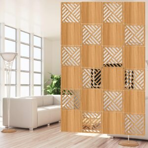 PFCDZDU Hanging Room Divider Hollow Out Design Wood-Plastic Separation Wall Indoor Decoration, DIY Privacy Partition Screen Panel for Bedroom Office Home (Color : Wood Color-A, Size : 2pcs)