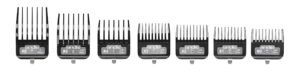 andis 33640 bg-series premium metal clip comb set - provides sharp cutting blades with long-lasting performance, available in 7 different sizes – black