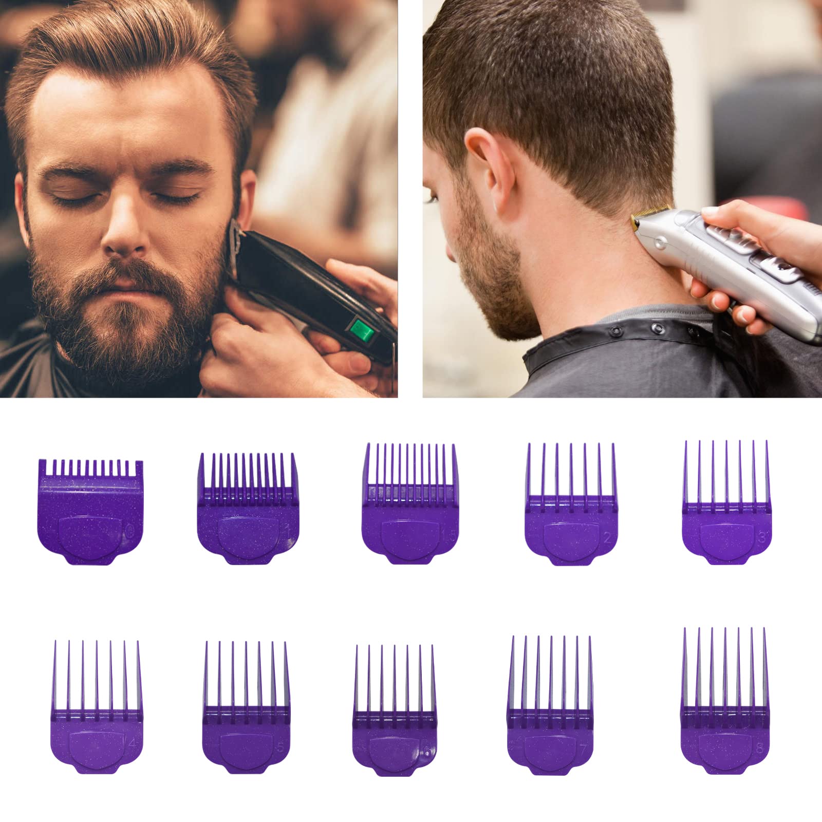 Magnetic Clipper Guards Guide Comb 10pcs Set Compatible with Andis Master Hair Clippers Purple