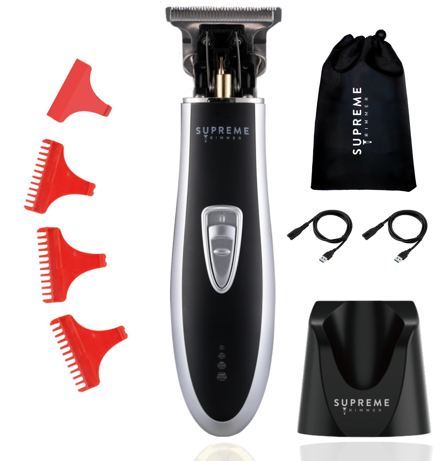 Supreme Trimmer T Shaper Liner Trimmer for Men | Cordless Trimmer for Sensitive Skin, Kids & Elderly | Low Noise Beard Trimmer, Zero Gap Barber Trimmer (Silver)