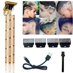 goldseaside pro t clippers trimmer, electric pro li trimmer t blade trimmer cordless rechargeable, professional baldheaded usb rechargeable trimmer hair clipper for men(gold)