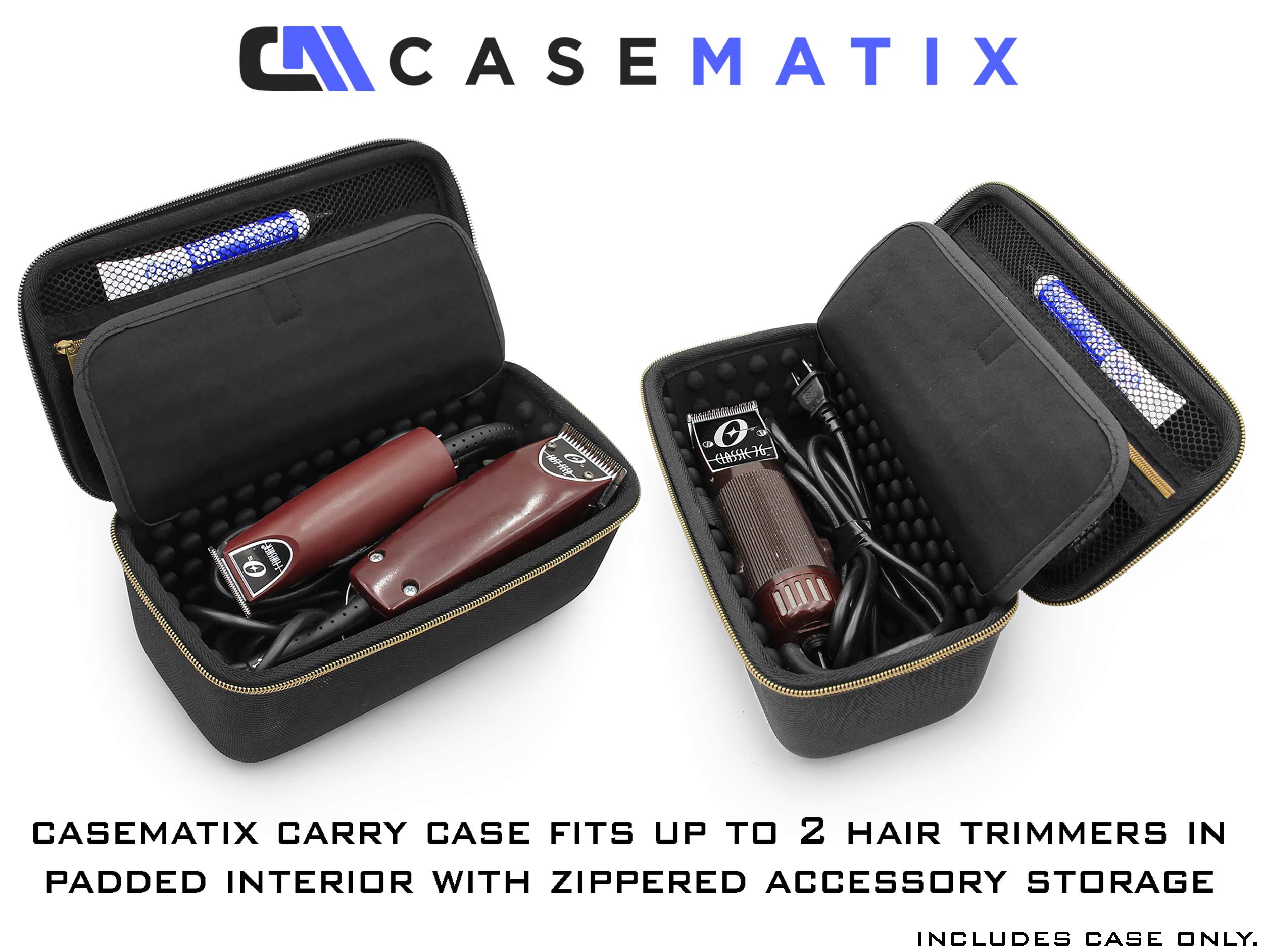 CASEMATIX Hair Clipper Barber Case Holds Clippers, Hair Buzzers, Trimmers, T Finisher Liner - Travel Case For Clippers, Stylist and Hair Cutting Supplies