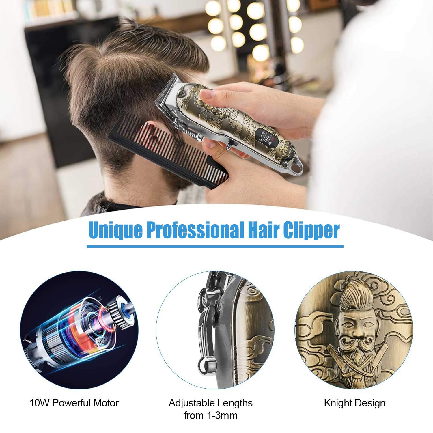 Suttik Hair Clippers for Men Professional, Cordless Barber Clippers for Hair Cutting, Beard Trimmer Hair Cutting Kit with LED Display