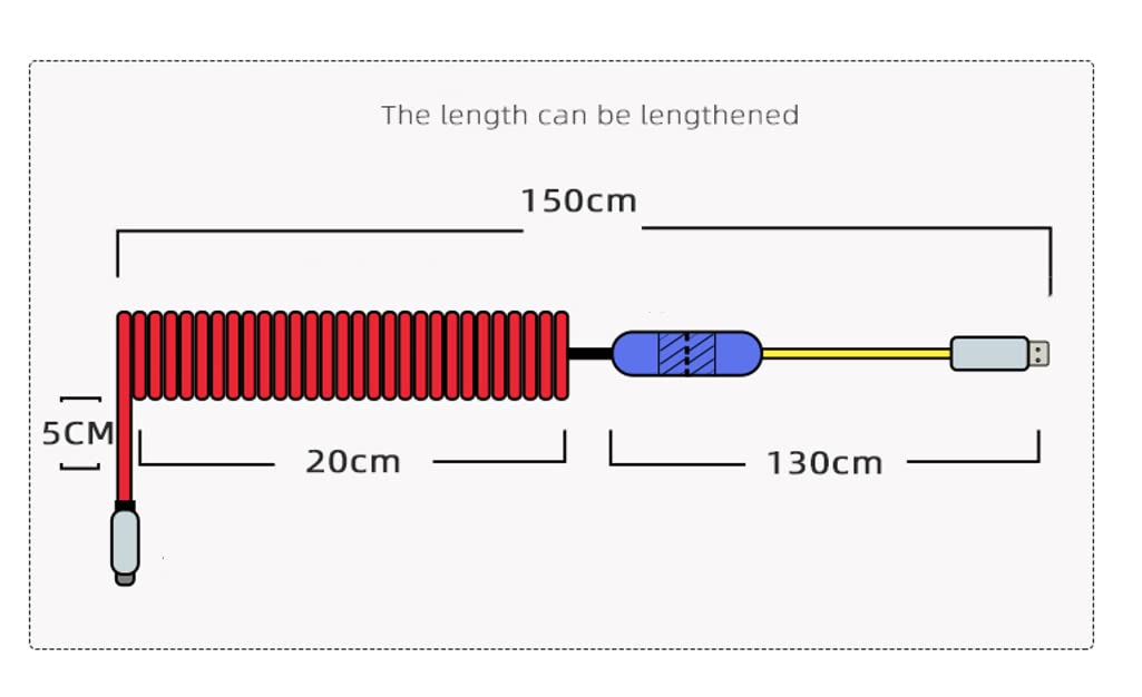 MICOMAKA Custom Double-Sleeved Mechanical Keyboard Cable, Handmade Coiled USB C Cable Artisan Braided Cables for Mechanical Gaming Keyboard Coiled Cable - Custom Keyboard Cable (Carbon)